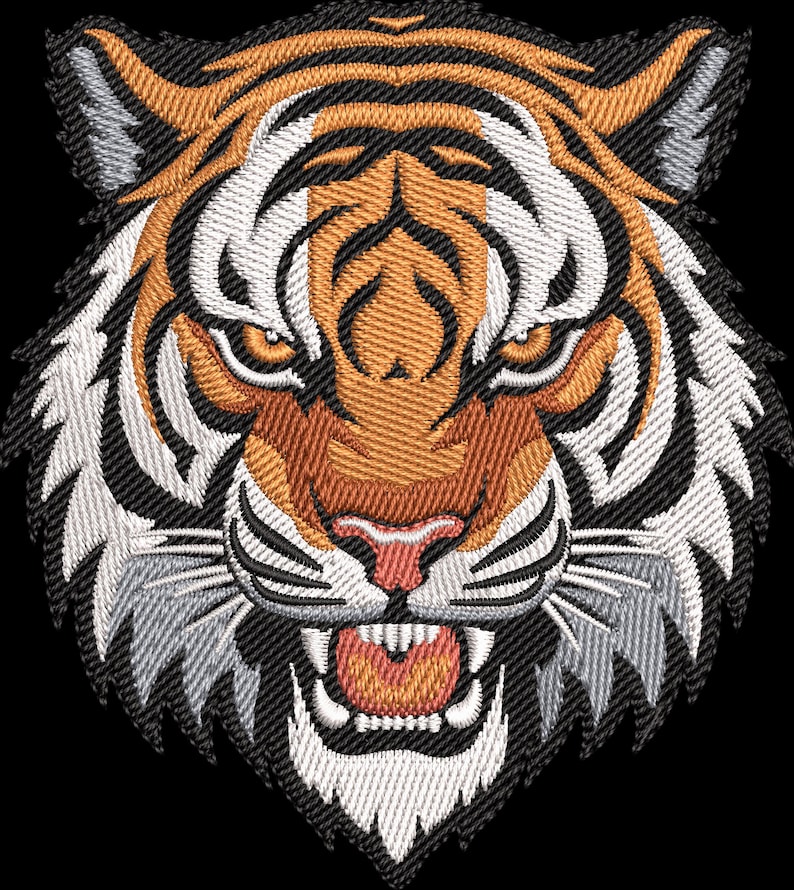 Broderidesign med vild tigerhuvud | Maskinbroderifil | 9 storlekar | Direkt nedladdning bild 10