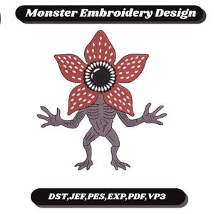 Diseño de bordado de monstruo / Criatura fantástica espeluznante / Patrón de bordado a máquina