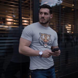 Broderidesign med vild tigerhuvud | Maskinbroderifil | 9 storlekar | Direkt nedladdning bild 5