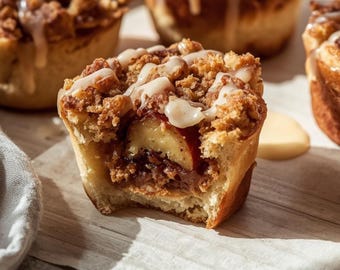 Receta de rollitos de canela con crumble de manzana / Postre fácil en capas (patrón PDF)