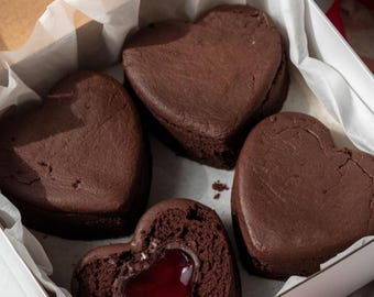 Receta de Corazones de Lava de Chocolate y Cereza / Postre de San Valentín (Patrón PDF)