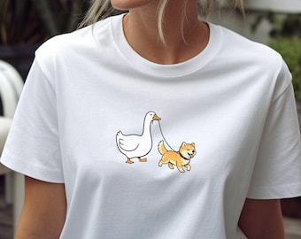 Silly Goose Shirt, Shiba Inu Lover Tee, Dog Lover T-Shirt, Funny Animal Graphic Tee, Cute Goose Shirt, Shiba Shirt, Puppy Lover Gift