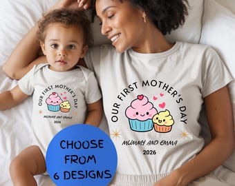 Personalized First Mother's Day Matching Shirts, Mama and Baby Outfit Set, Custom Baby Bodysuit or Toddler Tee, Mummy and Mini Gift