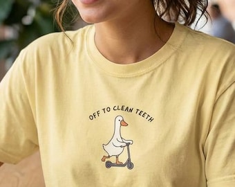 Funny Goose Dental Hygienist Shirt, Off To Clean Teeth Tee, Dental Assistant Gift, Dentist Humor T-Shirt, Dental Office Shirt