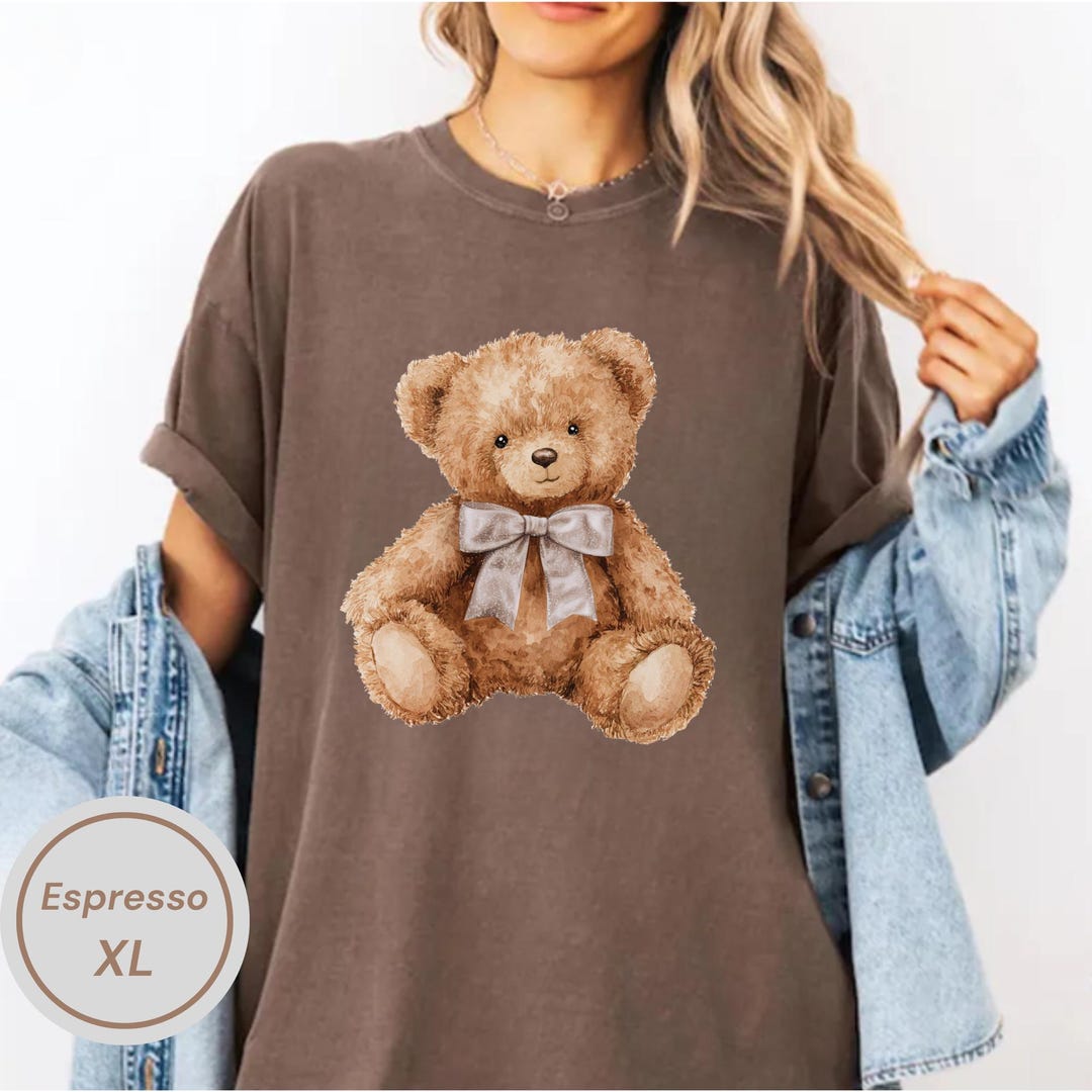 Teddy Bear Shirt Comfort Colors®, Cute Vintage Bear Tee, Watercolor ...