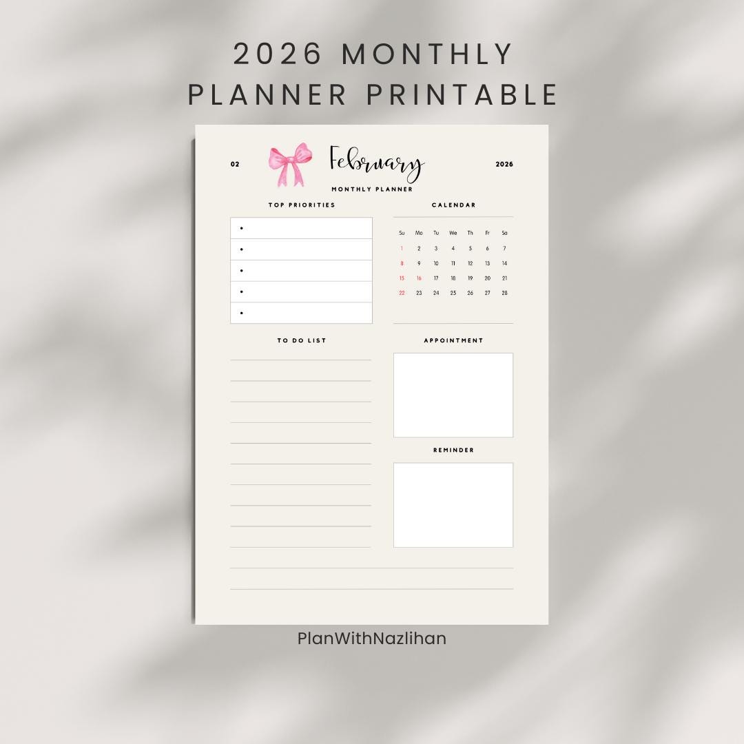 2026 Monthly Planner Printable, Journal Page, Printable Journal Pages ...