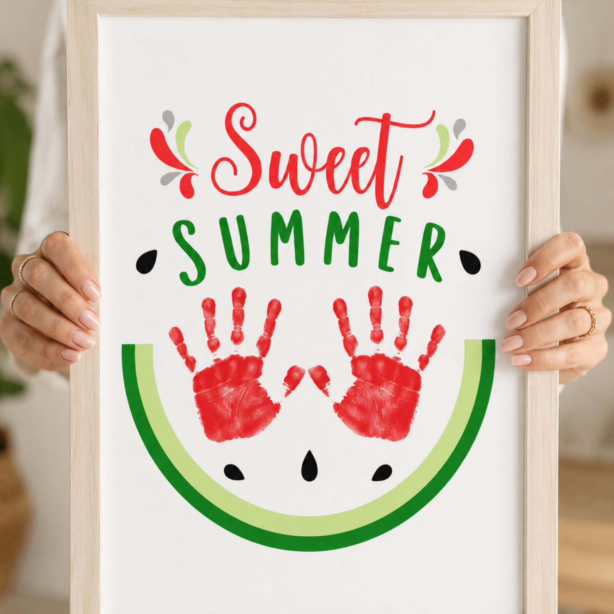 39 Fun Watermelon Crafts for Kids to Break Summer Boredom 8 Sweet Summer Watermelon Handprint Craft Printable, Summer Kids…