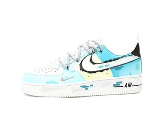 Hand-Painted Custom Nike AF1 Sneakers, Drip Color Swoosh