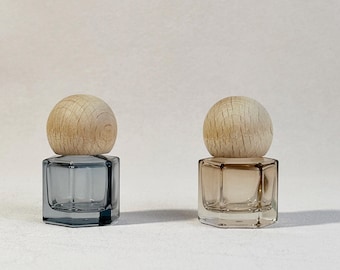 8ml Square Glass Roller Bottles with Wooden Sphere Cap & Metal Rollers, Ideal for Perfumes — Stylish, Functional On-The-Go Essentials