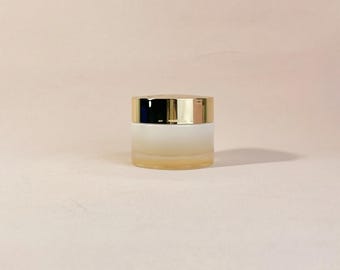 50g Gradient Gold Glass Cream Jar with Gold Lid, Luxury Shimmer Cosmetic Pot for Face Creams, Balms, DIY Skincare Packaging