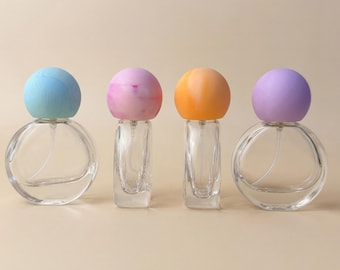 25ml Clear Round Glass Spray Bottles With Colorful Cap, Refillable Empty Fragrance Travel Atomizer, Luxury Perfume Container