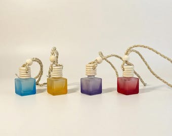8ml Frosted Glass Aromatherapy Hanging Bottle, Wooden Threaded Cap and a Woven Lanyard, Car Fragrance Diffusion