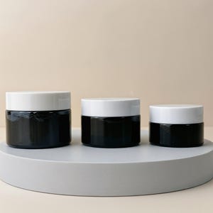 20g 30g 50g Black UV-Protective Cream Jar with White Lid, Refillable Cosmetic Containers for Cream, Balm & Small Business Packaging