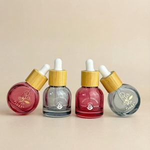 8ml Glass Dropper Bottle with a Bamboo Cap and White Dropper Tip, Luxury Reusable Containers for Essential Oils