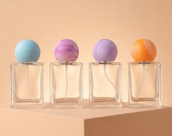 30ml Clear Rectangular Perfume Spray Bottles With Colorful Gradient Cap, Silver Fine Mist Sprayer, Sample Cosmetic Bottle