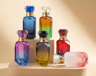 50ml Gradient Glass Spray Bottle Diamond Cap, Ombre Empty Perfume Bottles, Refillable Room Spray Atomizer for Fragrance Gift