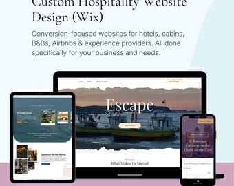 Sitio web Wix personalizado para empresas hoteleras / Diseño listo para usar para hoteles, Airbnb, tours y retiros