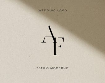 Minimalist Wedding Monogram Design - Initials Logo for Invitations - Modern Serif Wedding Branding - Digital Download - A&F