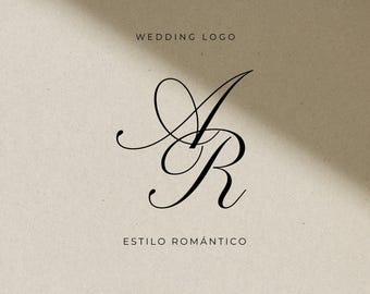 Classic Script Wedding Monogram - Elegant Interlocking Initials Logo - Calligraphy Wedding Crest - Formal Wedding Brand Design - AR