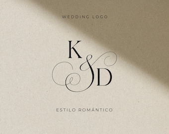 Elegant Wedding Logo Design, Romantic Monogram Logo, Minimal Wedding Branding, Digital Download | K&D