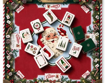Christmas Engraved American Mahjong Tiles | Festive Holiday Mahjong Set | 4-Layer Acrylic Tiles | Complete 166 Piece American Mah Jongg