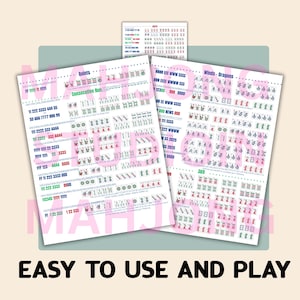 Op de afbeelding: Gedrukte spelvellen met symbolen en getalcombinaties, met de teksten "Quints" en "Winds-Dragons". De vellen zijn roze en wit, met de woorden "EASY TO USE AND PLAY" onderaan.