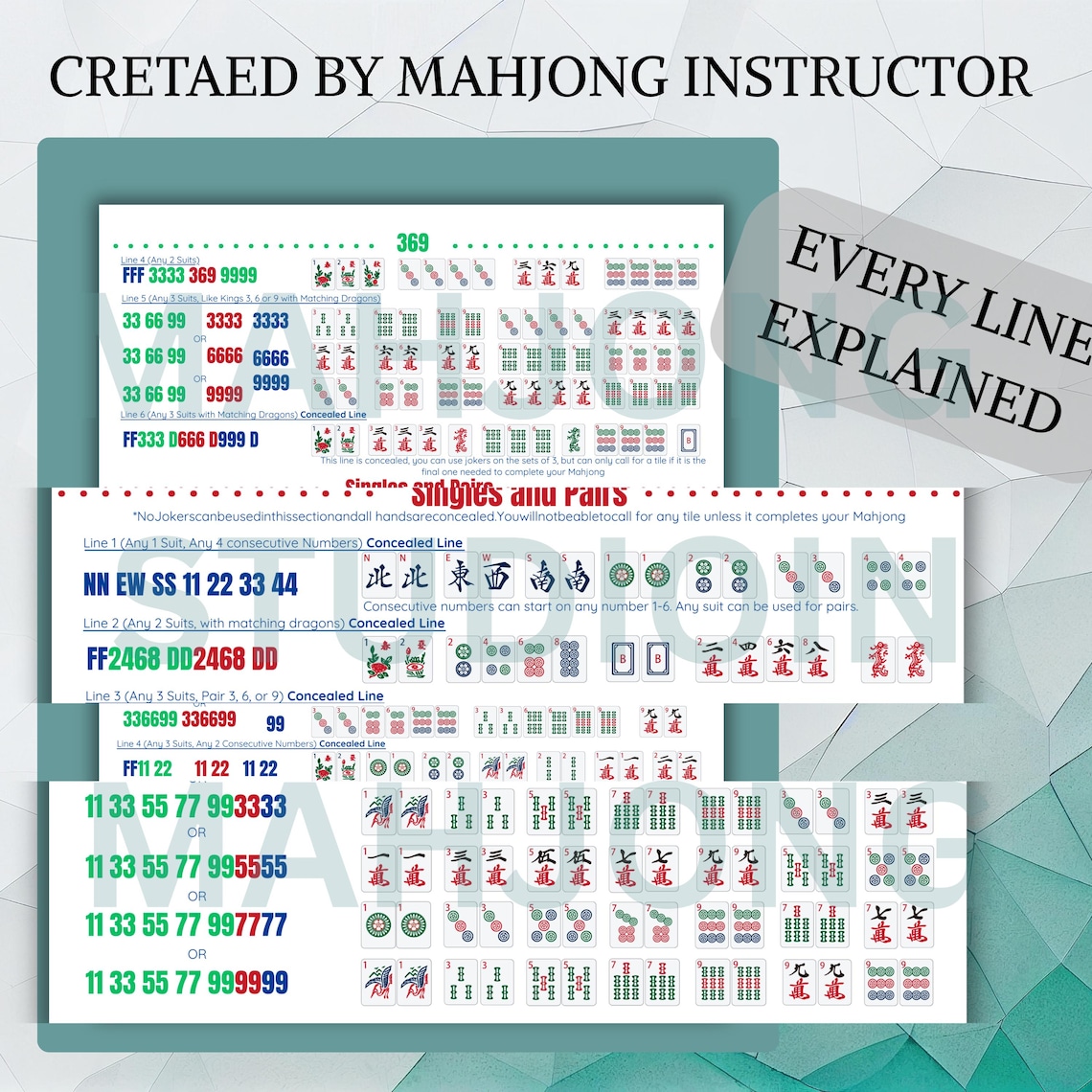 2025 Mahjong Card Guide: NMJL Cheat Sheet for Beginners (PDF Download ...