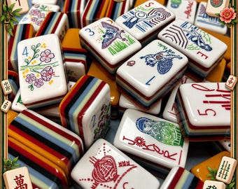Walk With Me Engraved American Mahjong Tiles | Orange Spring Mahjong Set | 7 layer Acrylic Set | Complete 171 Piece American Mah Jongg