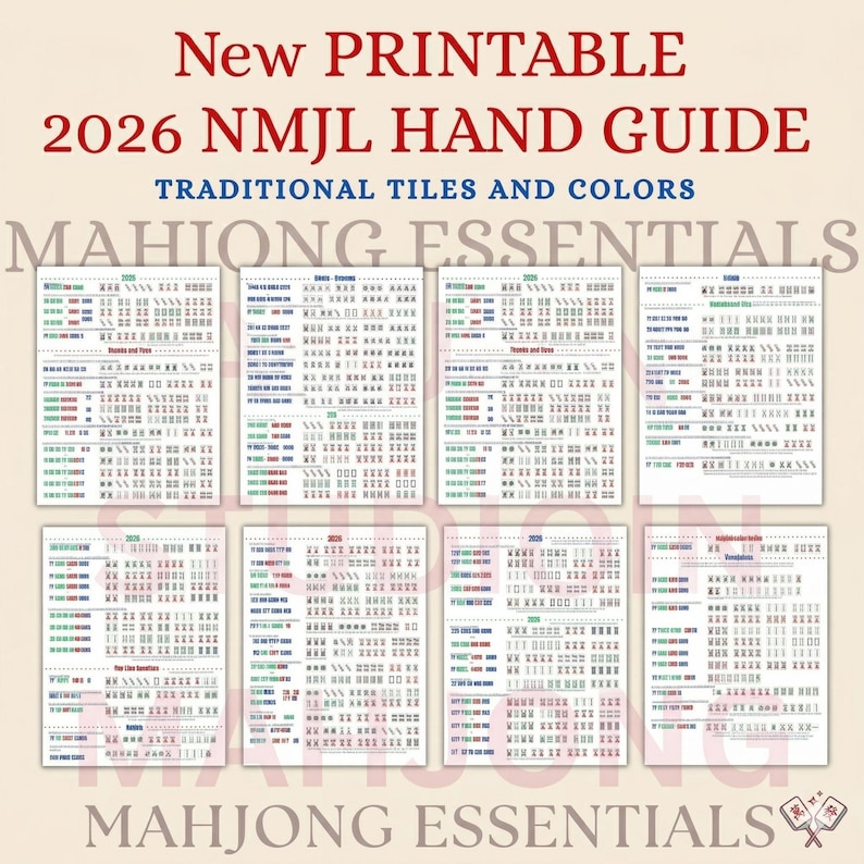 Amerikaans mahjong-spiekbriefje 2026: handige naslagkaart voor mahjongliefhebbers en -beginners | Door instructeur goedgekeurd afbeelding 1