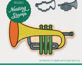 Trumpet Cookie Cutter & Stamp Set, Available in 4 Sizes