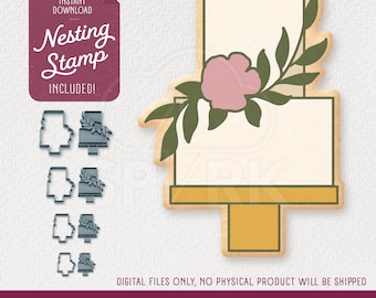 Wedding Cake Cookie Cutter & Nesting Stamp, STL Files for 3D Printing, Includes 4 Sizes