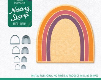 Rainbow Cookie Cutter & Nesting Stamp, STL Files for 3D Printing, Includes 4 Sizes