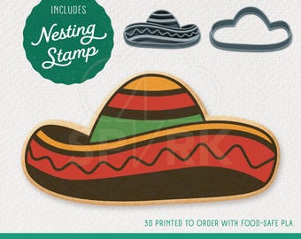 Sombrero Cookie Cutter & Stamp Set, Available in 4 Sizes