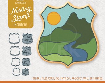 Mountain Road Sign Cookie Cutter & Nesting Stamp, STL Files for 3D Printing, Includes 4 Sizes