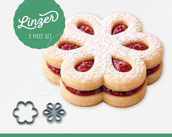 Ensemble de 2 emporte-pièces Flower Linzer avec découpes de pétales