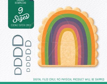 Scalloped Rainbow Cookie Cutter STL for 3D Printing, Includes 9 sizes