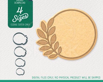 Round Laurel Cookie Cutter Shape, STL Files for 3D Printing, Includes 4 Sizes