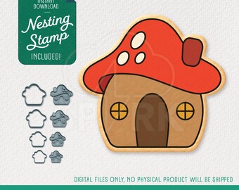 Fairy Mushroom House Cookie Cutter & Nesting Stamp, STL Files for 3D Printing, Includes 4 Sizes