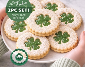 Ensemble de 2 emporte-pièces Linzer | Trèfle à 4 feuilles pour la Saint-Patrick