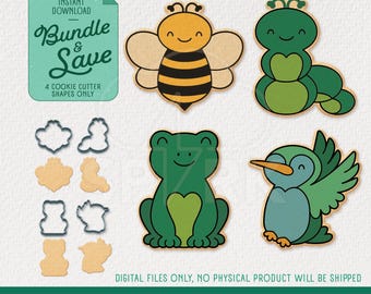 Garden Friends Cookie Cutter Bundle with 4 Shapes, STLFiles  for 3D Printing