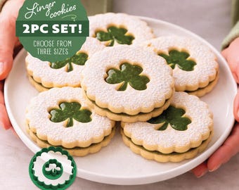 Linzer Cookie Cutter 2PC Set | 3 Leaf Clover for St Patricks Day