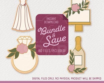 Wedding Cookie Cutter Bundle With Nesting Stamps, STL Files for 3D Printing, Includes 4 Designs, Each in 4 Sizes