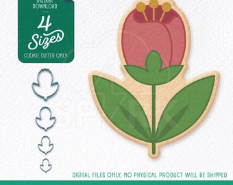 Flower Cookie Cutter Shape, STL Files for 3D Printing, Includes 4 Sizes