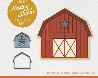 Barn Cookie Cutter & Stamp Set for Farm Themed Party Favors, Available in 4 Sizes