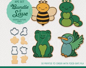 Garden Friends Cookie Cutter Bundle of 4 Shapes, Available in 4 Sizes