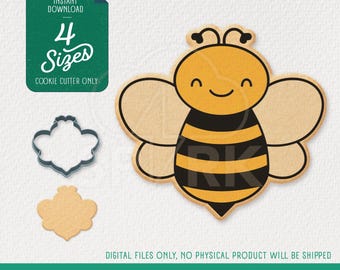 Bee Cookie Cutter STL for 3D Printing, Includes 4 sizes