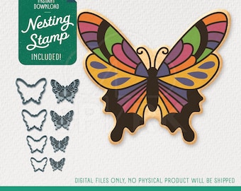 Garden Party Butterfly Cookie Cutter & Nesting Stamp, STL Files for 3D Printing, Includes 4 Sizes