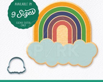 Forme d'emporte-pièce nuages et arc-en-ciel, disponible en 9 tailles