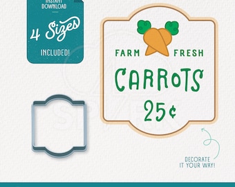 Tall Farm Sign or Patch Plaque Cookie Cutter STL for 3D printing