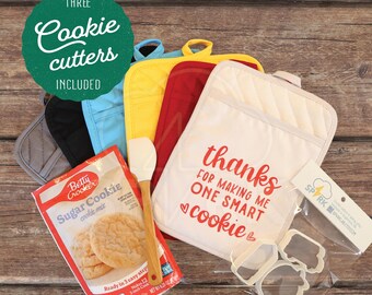 Coffret cadeau pour enseignant de pâtisserie, coffret cadeau emporte-pièce avec mélange à biscuits, spatule et emporte-pièces